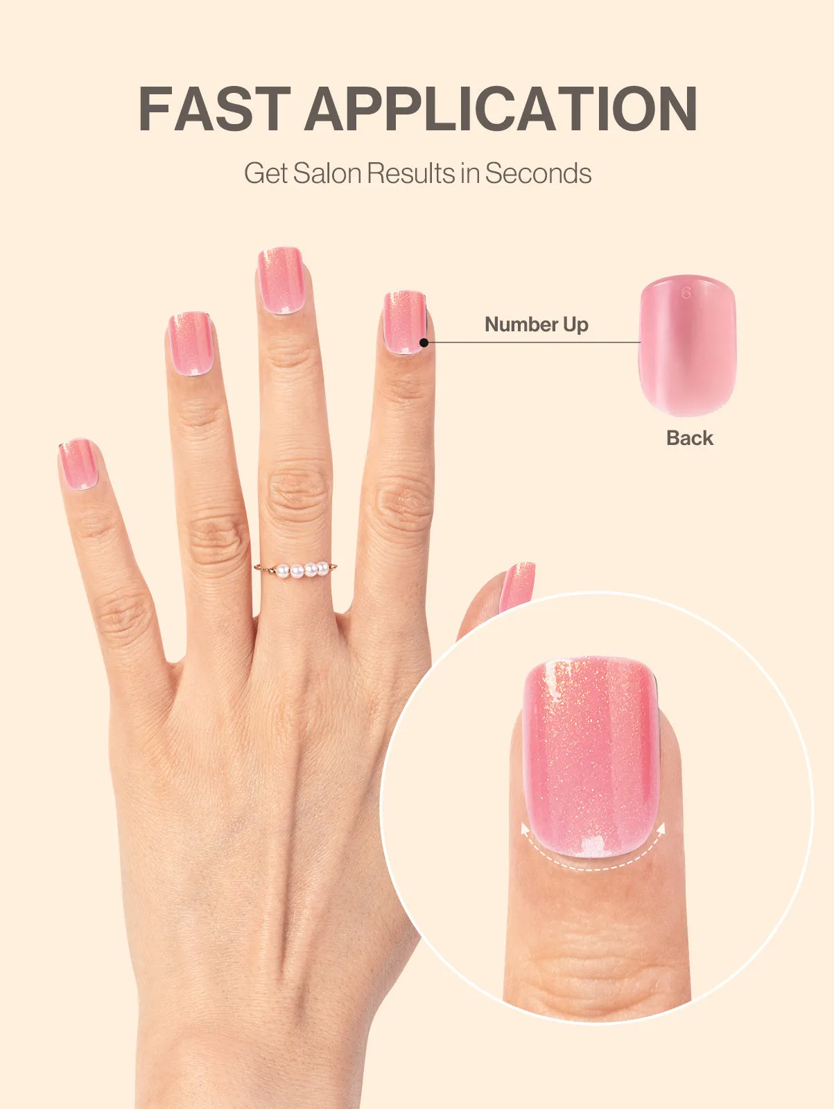 Acrylic Press On Nails - Short Square Pink (US ONLY)