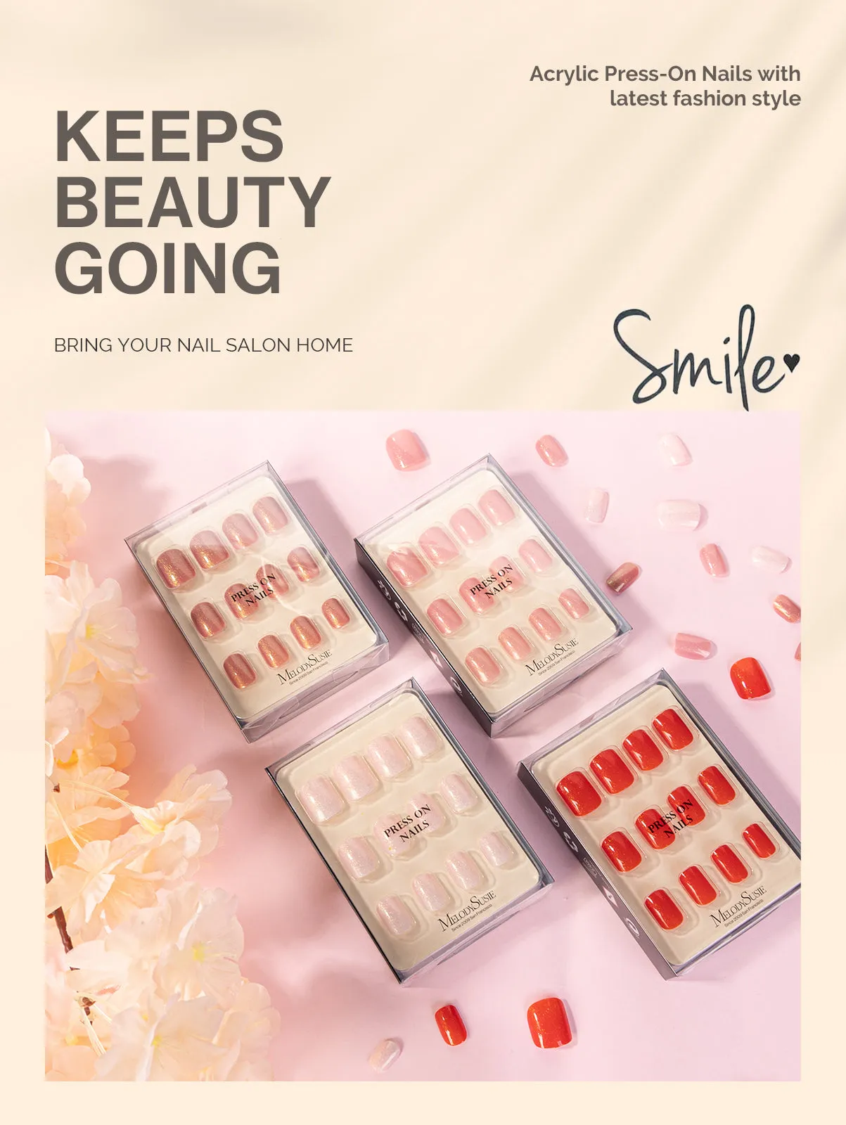 Acrylic Press On Nails - Short Square Pink (US ONLY)