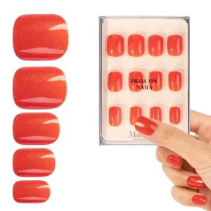 Acrylic Press On Nails - Short Square Red
