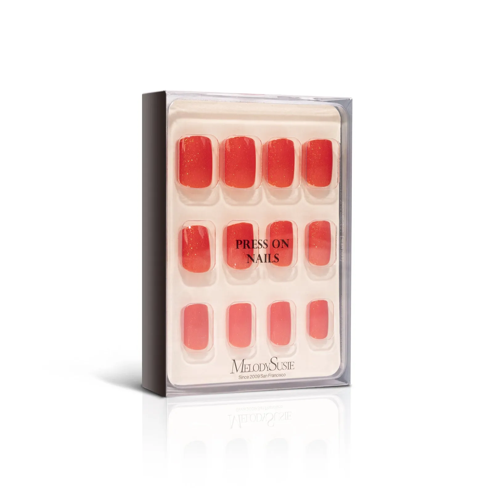 Acrylic Press On Nails - Short Square Red