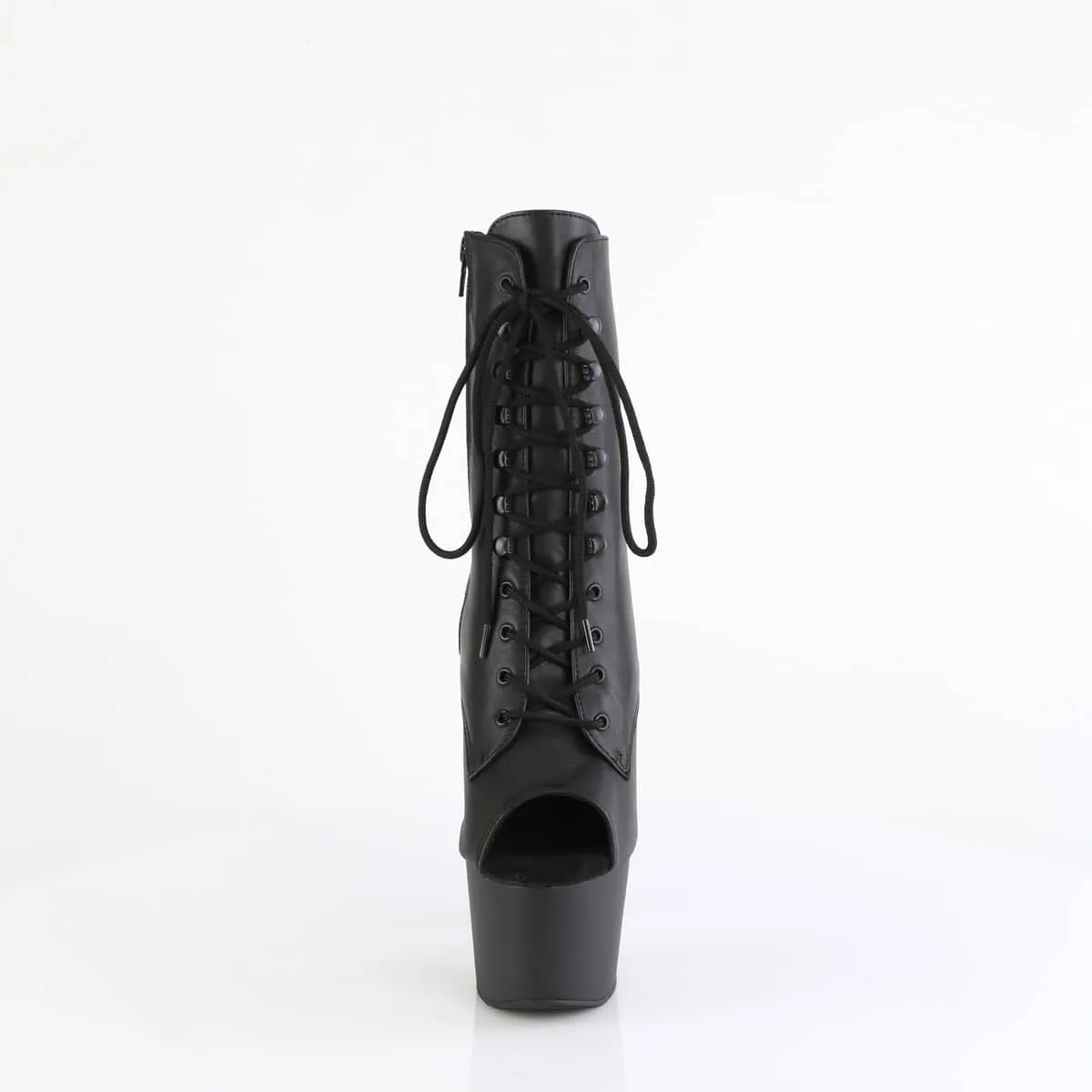ADORE-1021 Black Leather Calf High Peep Toe Boots