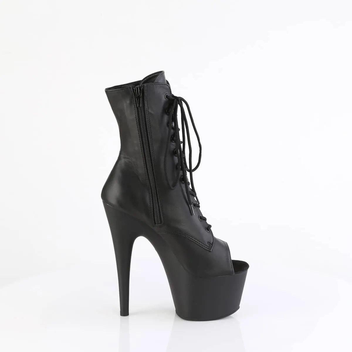 ADORE-1021 Black Leather Calf High Peep Toe Boots