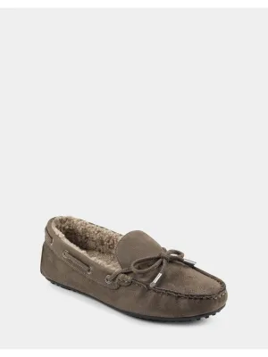 AEROSOLES Womens Brown Cushioned Winter Boater Round Toe Slip On Moccasins Shoes