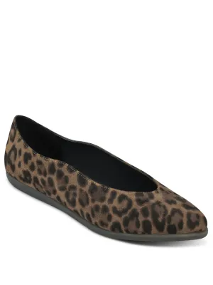 AEROSOLES Womens Brown Leopard Print Padded Virona Almond Toe Wedge Slip On Leather Flats Shoes M
