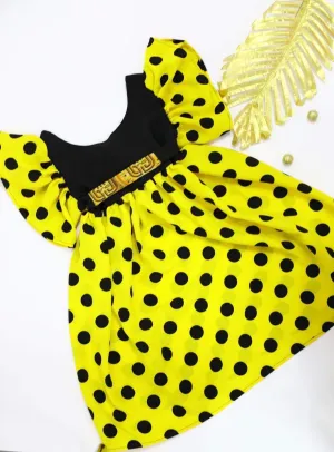 African Girls Dress Yellow Polka dot