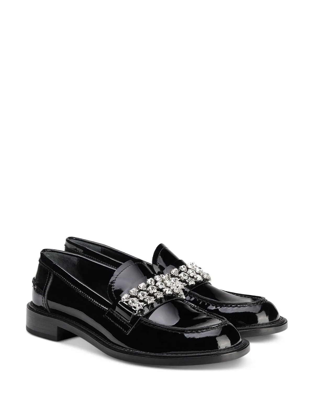 AGL Womens Black Embellished Padded Lola Round Toe Slip On Leather Dress Moccasins Shoes