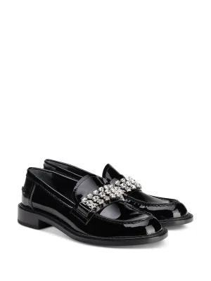 AGL Womens Black Embellished Padded Lola Round Toe Slip On Leather Dress Moccasins Shoes