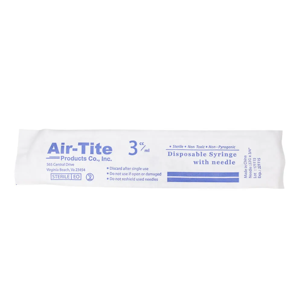 Air-Tite Luer Slip Syringes with Needles, 100 Count