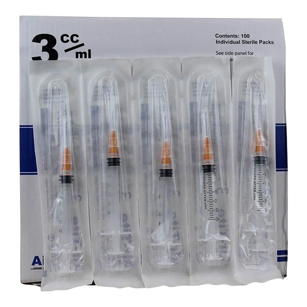 Air-Tite Luer Slip Syringes with Needles, 100 Count
