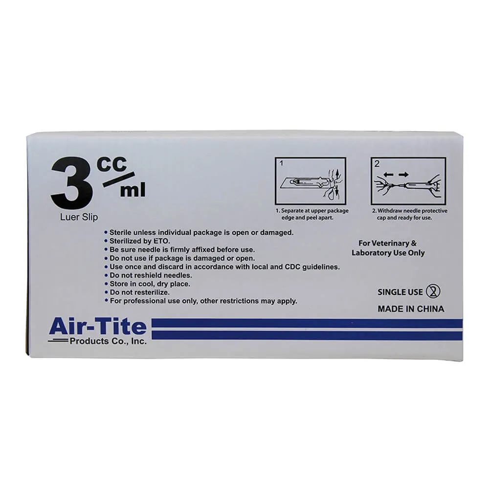 Air-Tite Luer Slip Syringes with Needles, 100 Count