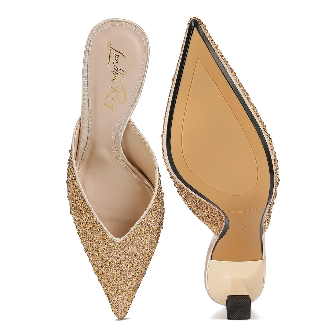 Aldora Rhinestones Embellished Mules