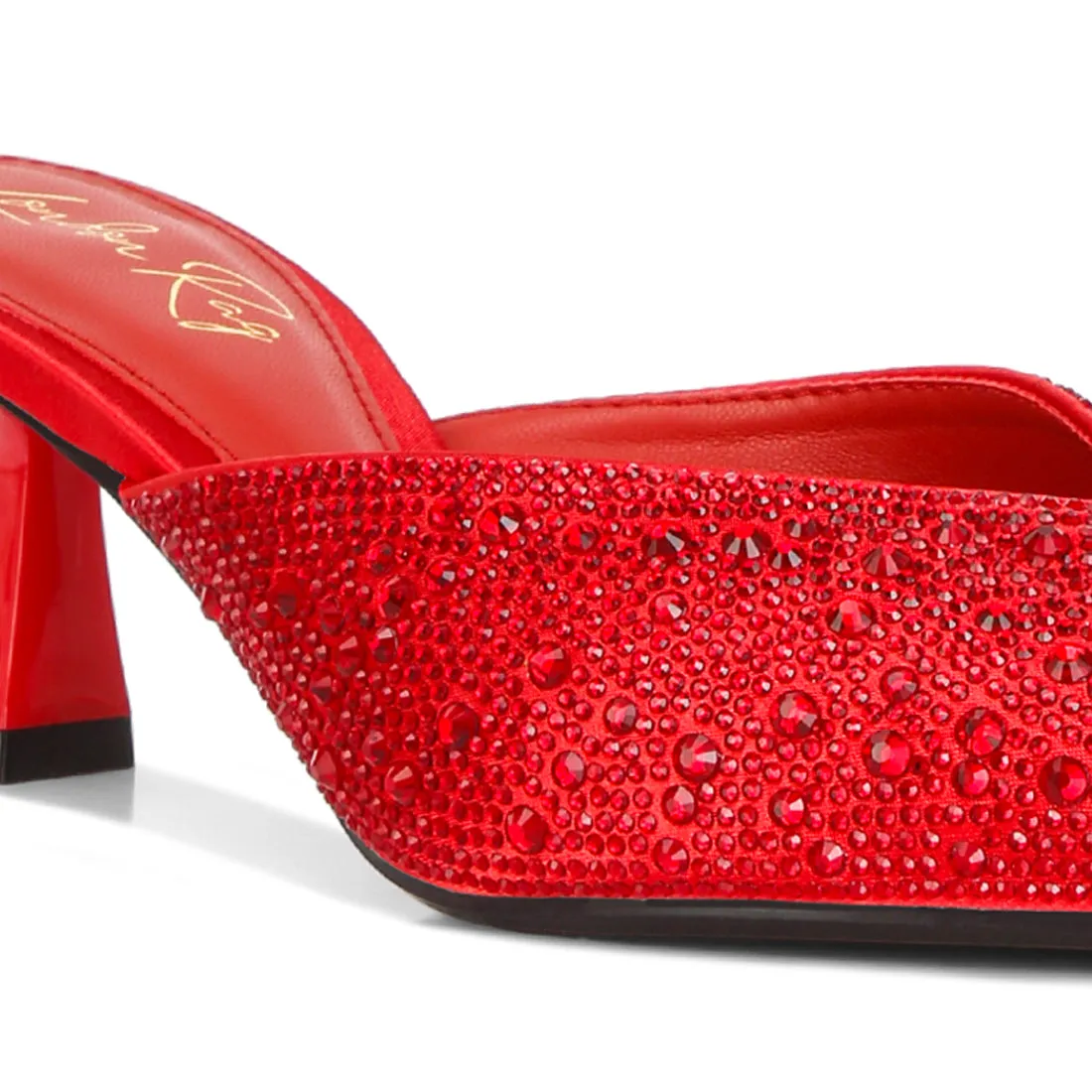 Aldora Rhinestones Embellished Mules
