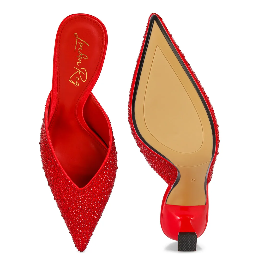 Aldora Rhinestones Embellished Mules