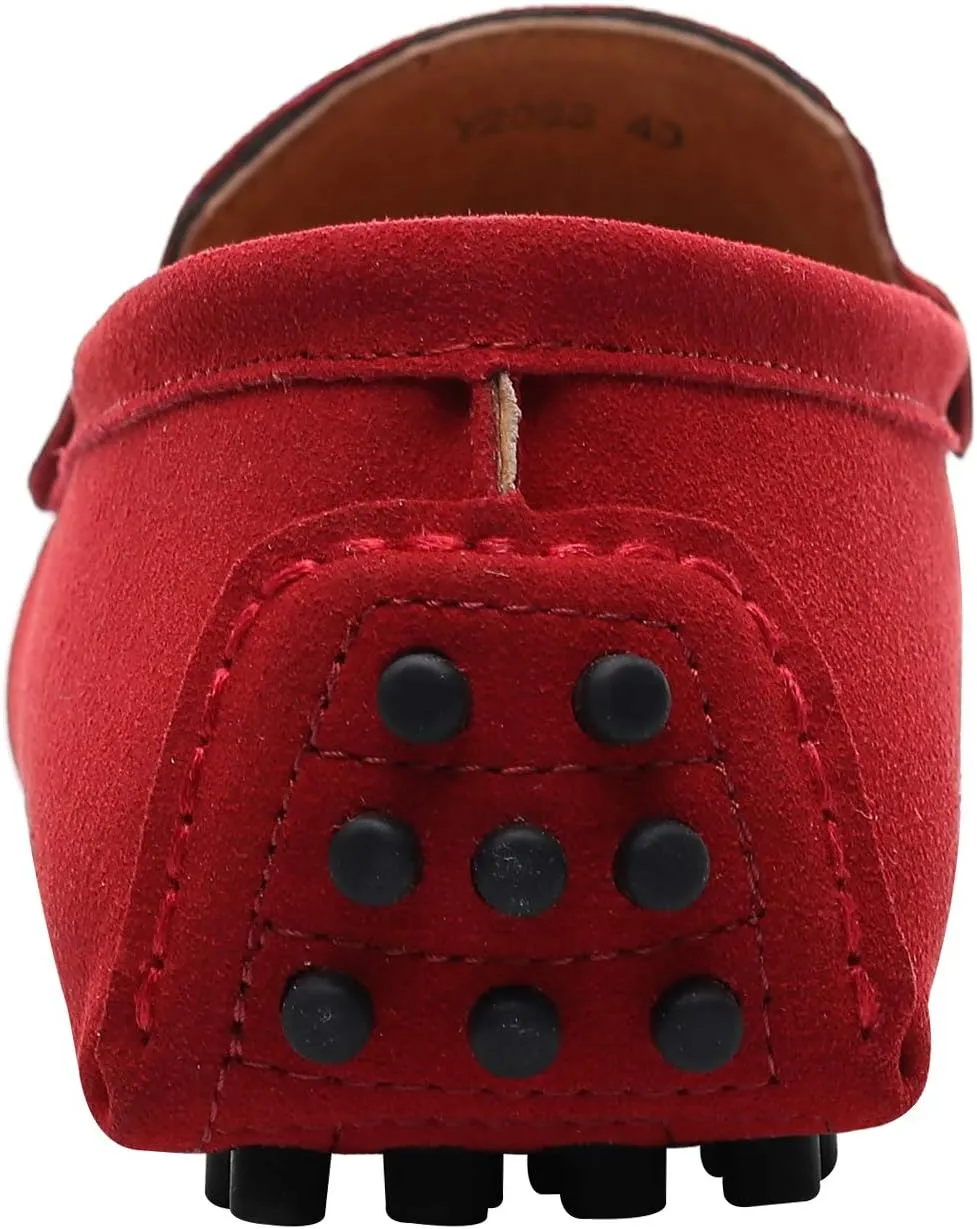 ANUFER Men's Suede Leather Penny Loafers Comfort Driving Shoes Moccasin Slippers