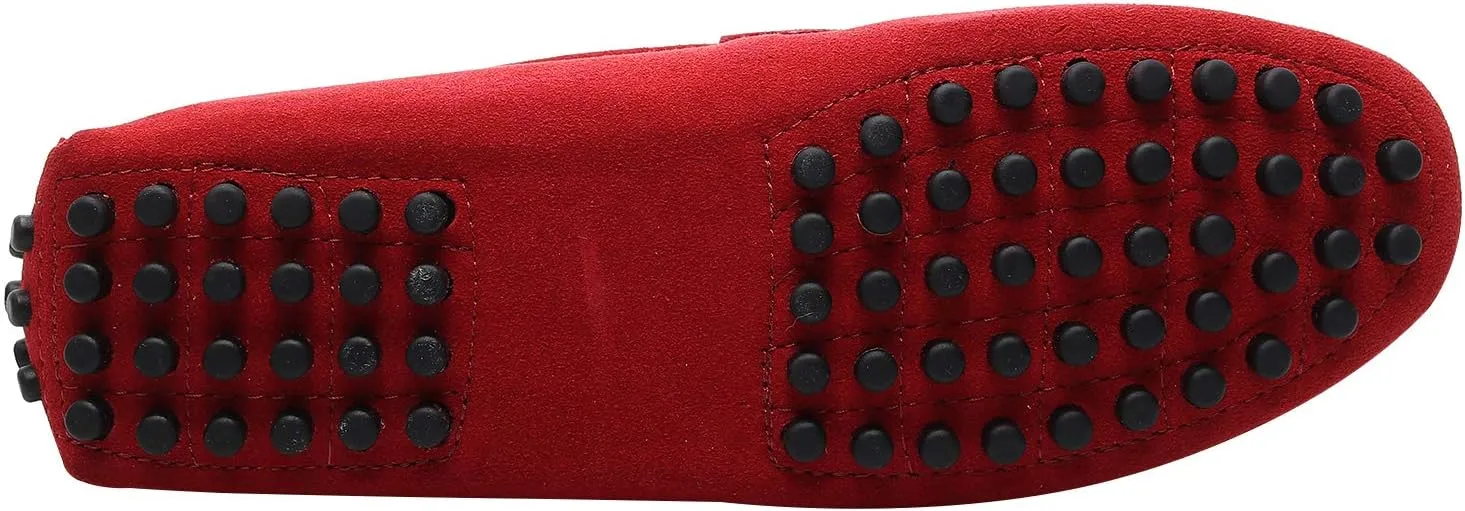 ANUFER Men's Suede Leather Penny Loafers Comfort Driving Shoes Moccasin Slippers