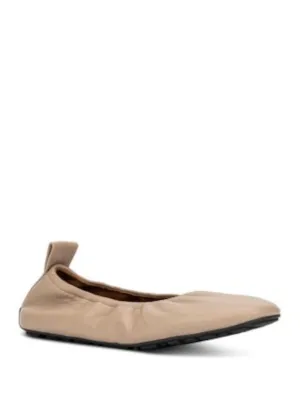 AQUATALIA Womens Beige Pull Tab Elastic Topline Padded Quortney Square Toe Leather Ballet Flats M