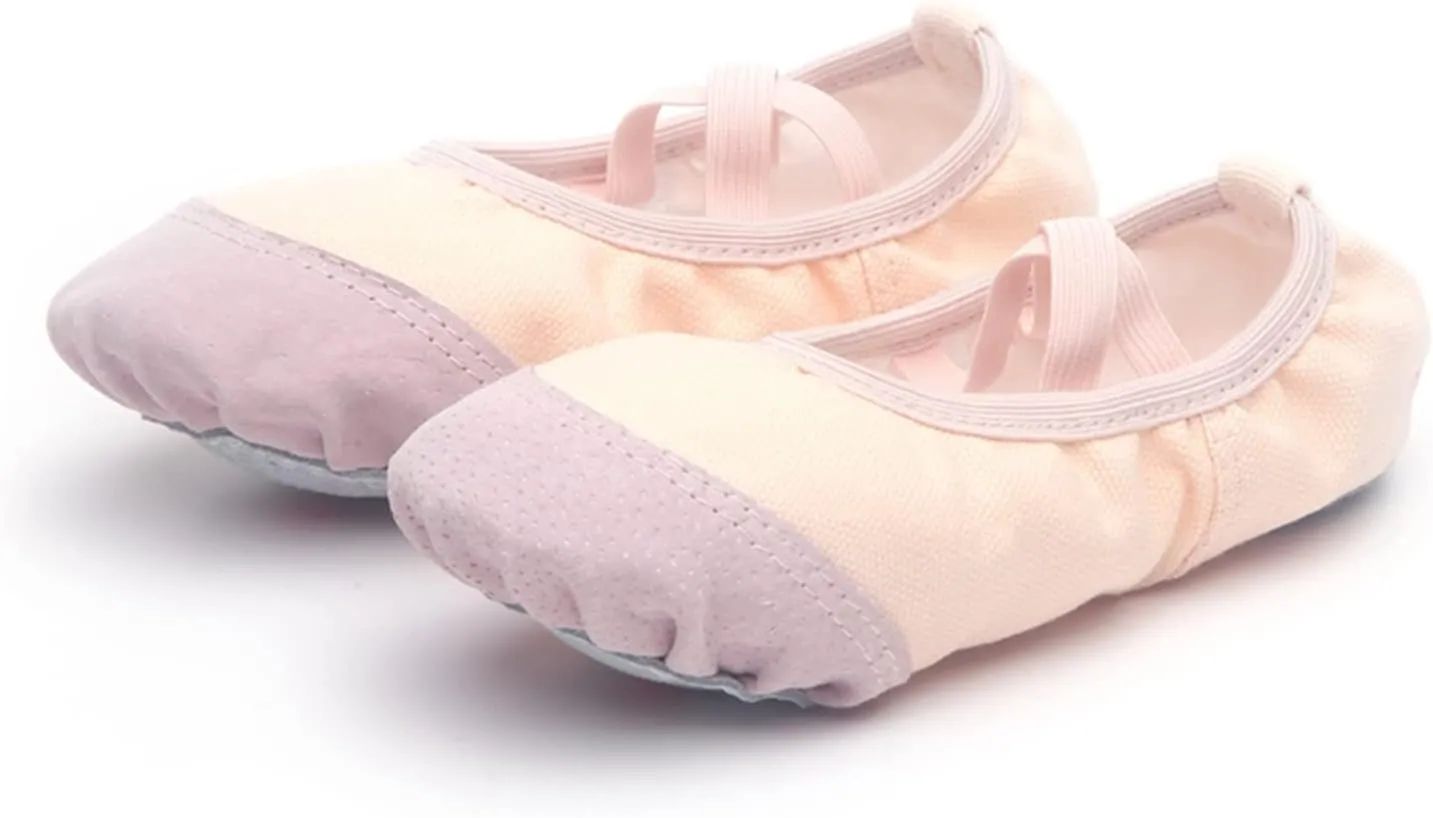Ballet Shoes for Girls,Soft Leather Ballet Slippers No-Tie Warm Dance Yoga Practice Shoes for Toddler Girls
