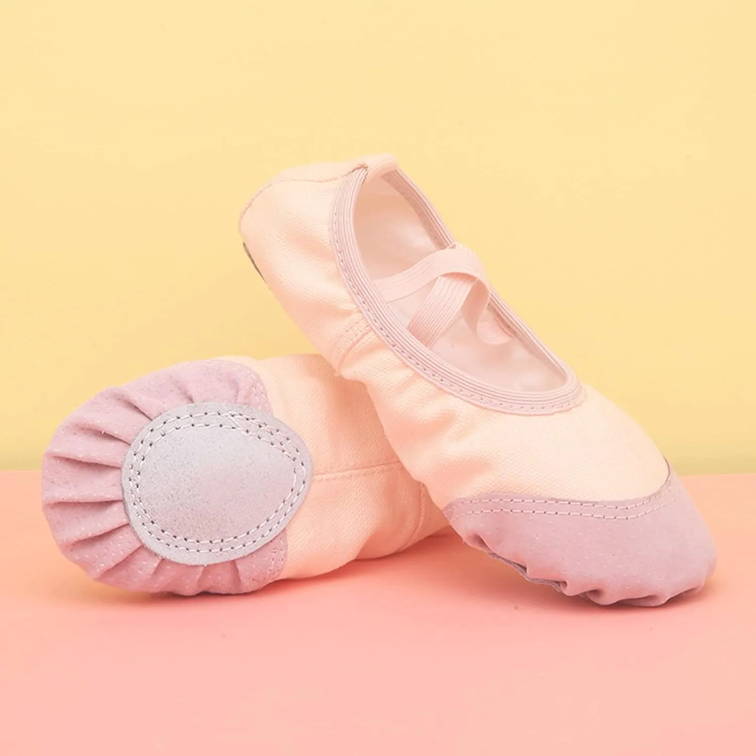 Ballet Shoes for Girls,Soft Leather Ballet Slippers No-Tie Warm Dance Yoga Practice Shoes for Toddler Girls