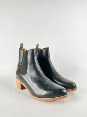 Bared Black Block Heel Leather Boots - EU41