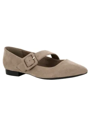 BELLA VITA Womens Beige Mary Jane Padded Asymmetrical Virginia Pointed Toe Block Heel Buckle Flats Shoes WW