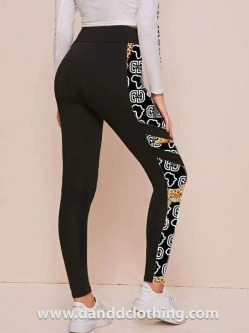 Black African Trousers Animals Print