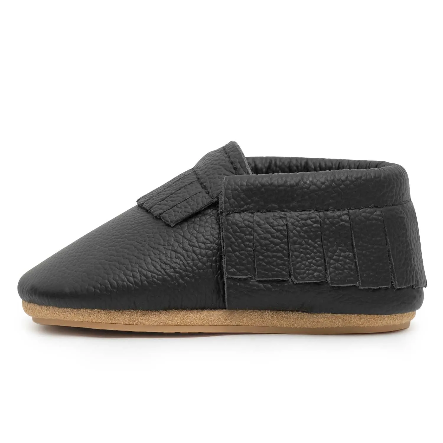 Black Hard Sole Moccasins