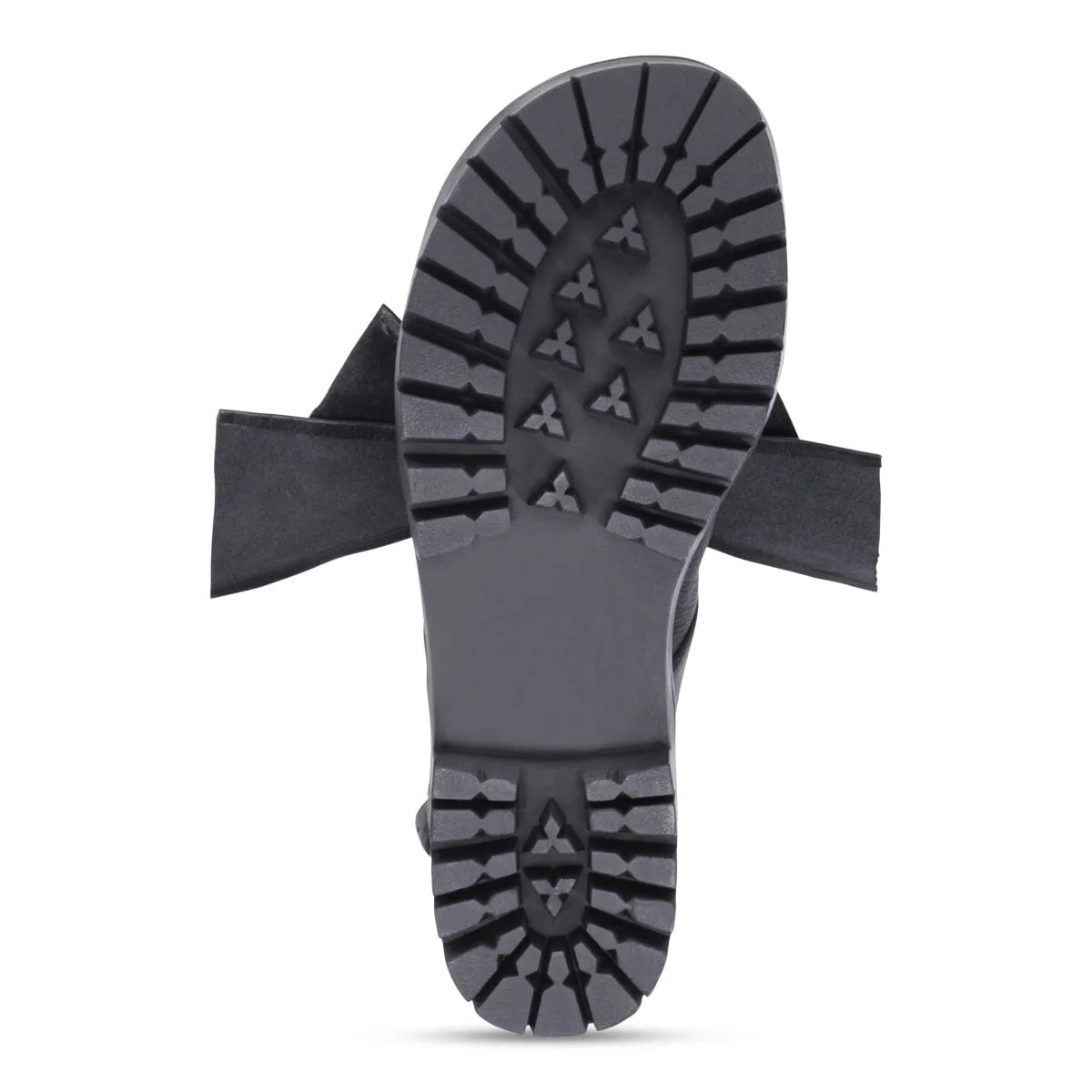BLACK LEATHER BOW SANDAL