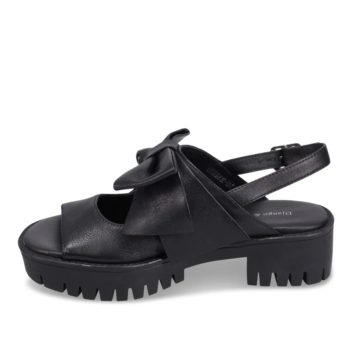 BLACK LEATHER BOW SANDAL
