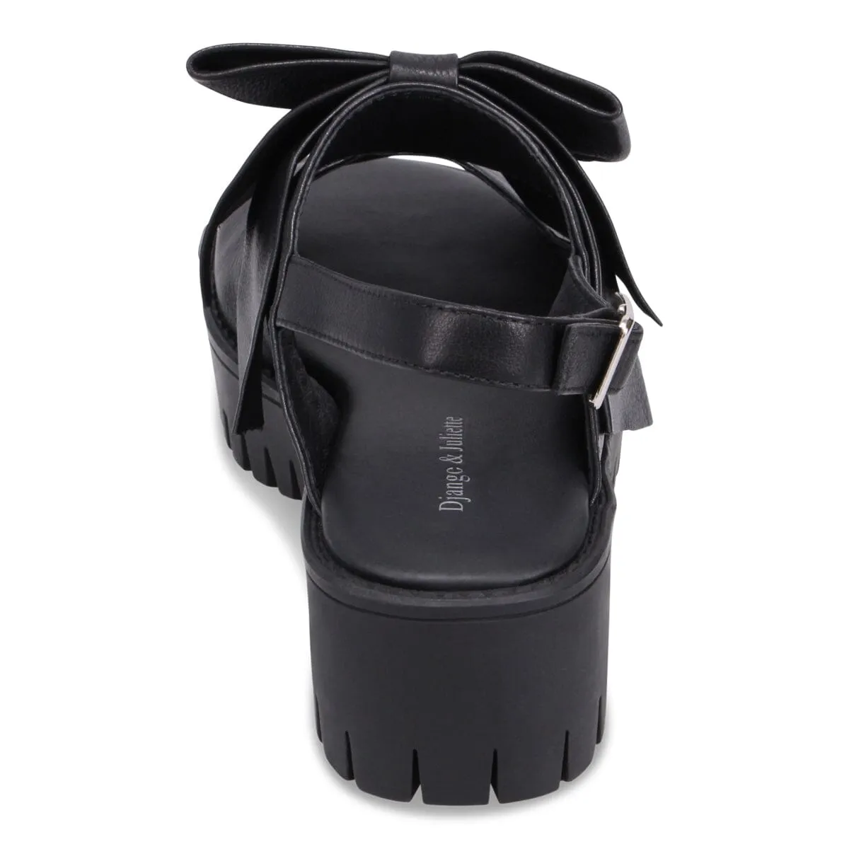 BLACK LEATHER BOW SANDAL