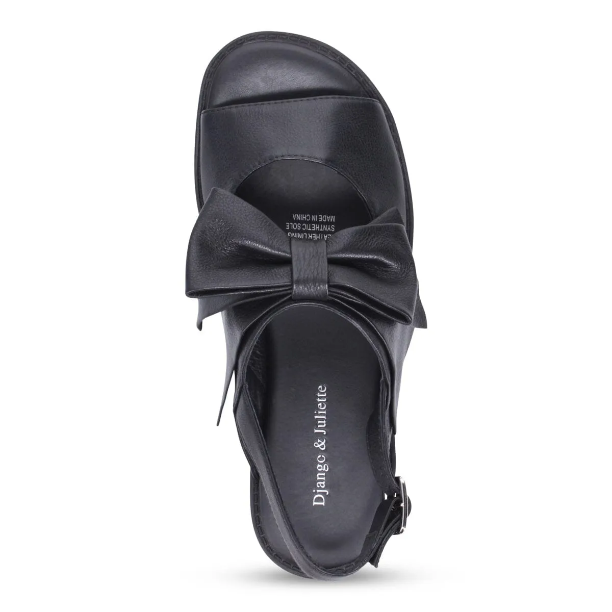 BLACK LEATHER BOW SANDAL