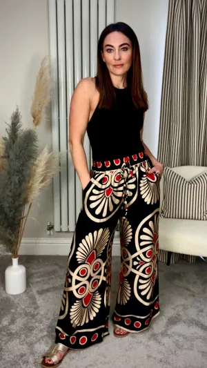 BLACK SILK MIX TROUSERS