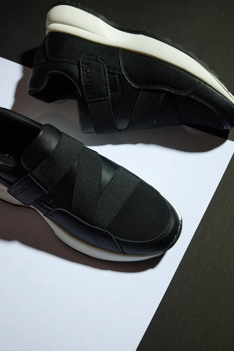 Black Solid Sneakers