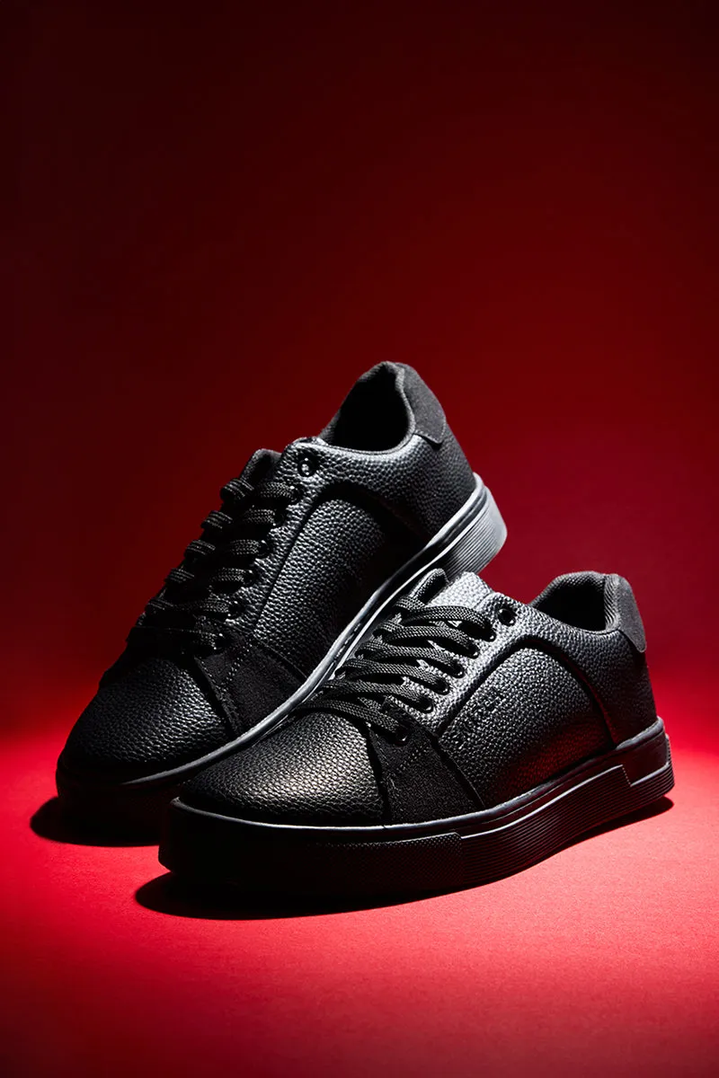 Black Textured Sneakers