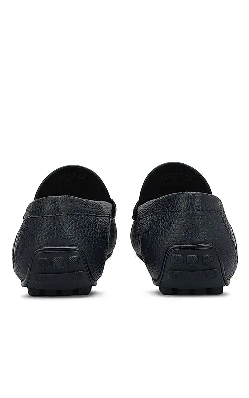 Blue Moccasins With Metal Buckle