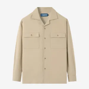 Breakfast Club Long Sleeve Camp Collar Shirt - Khaki Ripstop