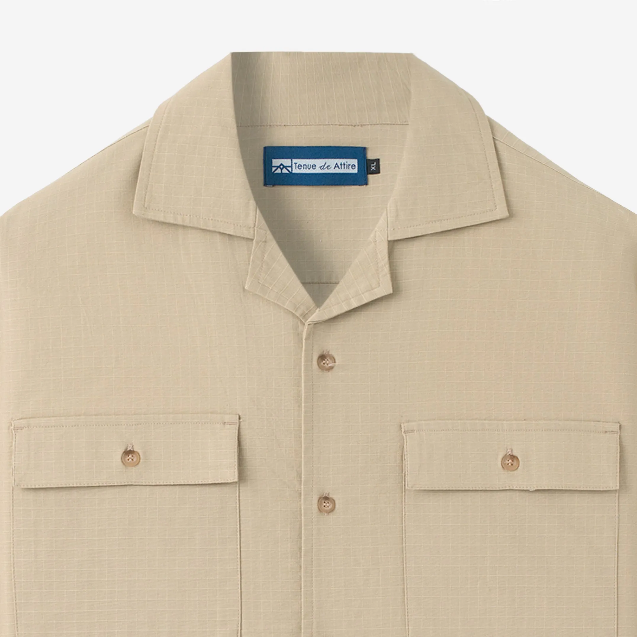Breakfast Club Long Sleeve Camp Collar Shirt - Khaki Ripstop