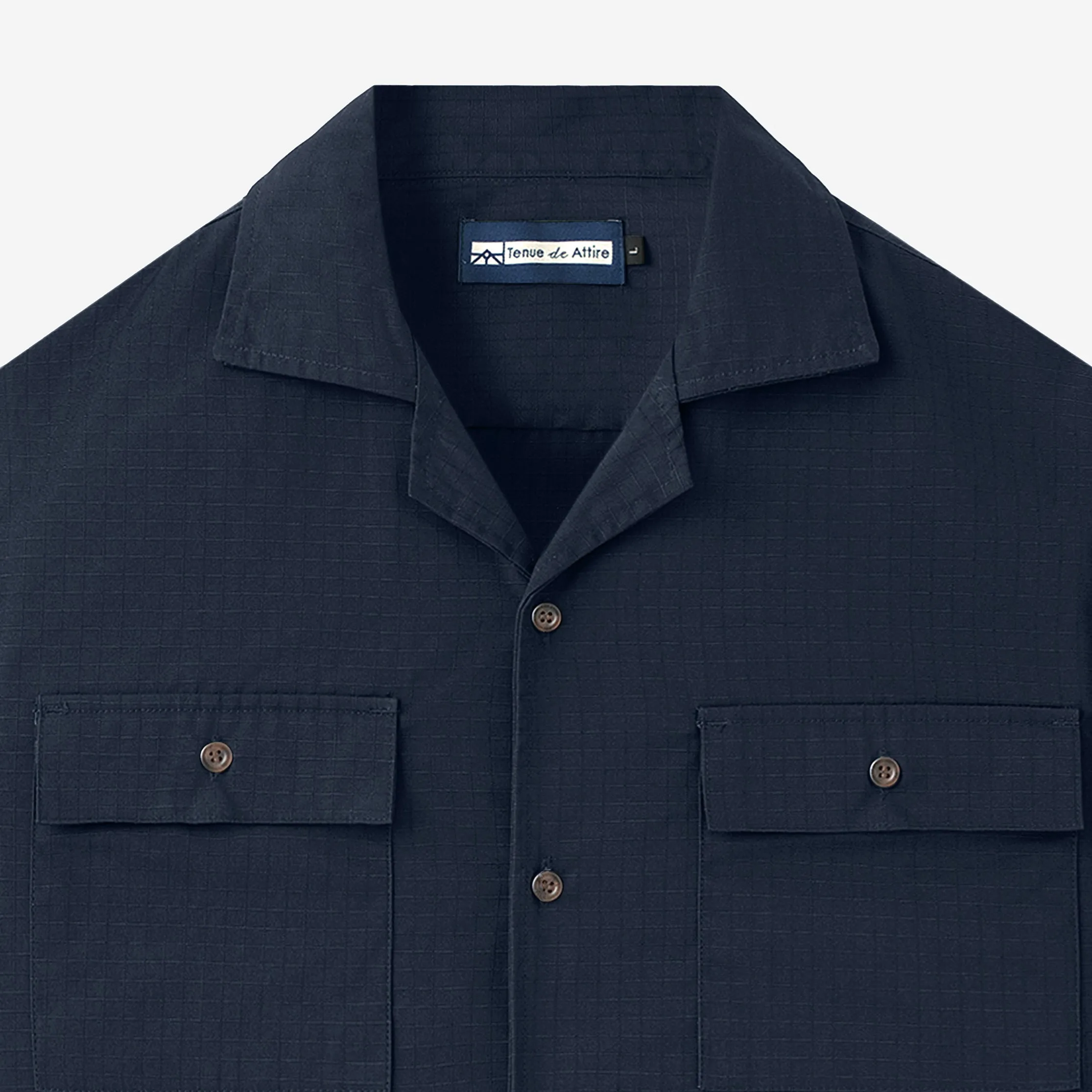 Breakfast Club Long Sleeve Camp Collar Shirt - Navy Ripstop