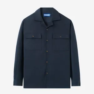 Breakfast Club Long Sleeve Camp Collar Shirt - Navy Ripstop