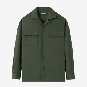 Breakfast Club Long Sleeve Camp Collar Shirt - Olive Ripstop