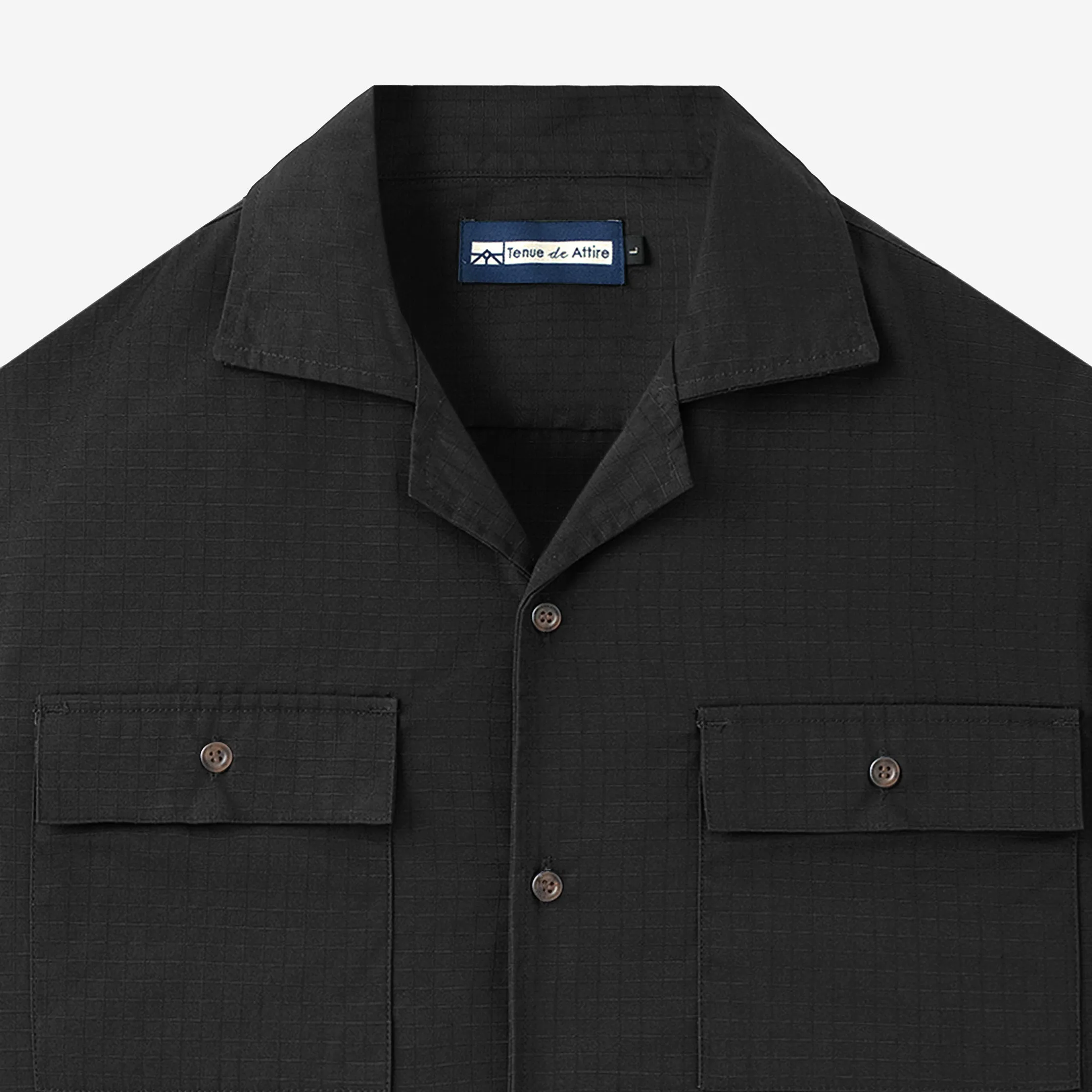 Breakfast Club Short Sleeve Camp Collar Shirt - Black Ripstop