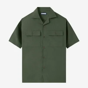 Breakfast Club Short Sleeve Camp Collar Shirt - Olive Ripstop