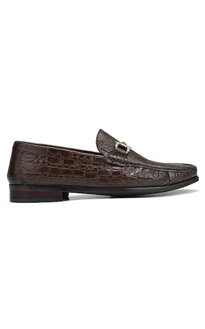 Brown Croco Textured Heel Moccasins