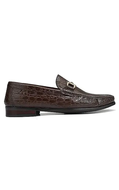 Brown Croco Textured Heel Moccasins