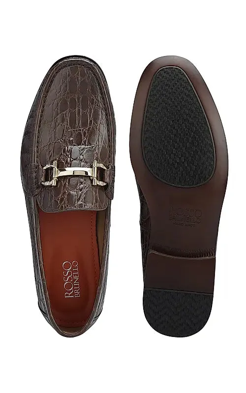 Brown Croco Textured Heel Moccasins