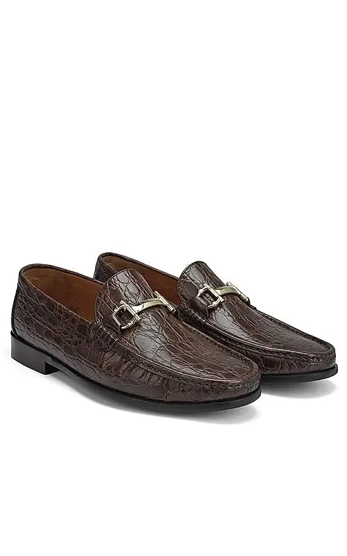 Brown Croco Textured Heel Moccasins
