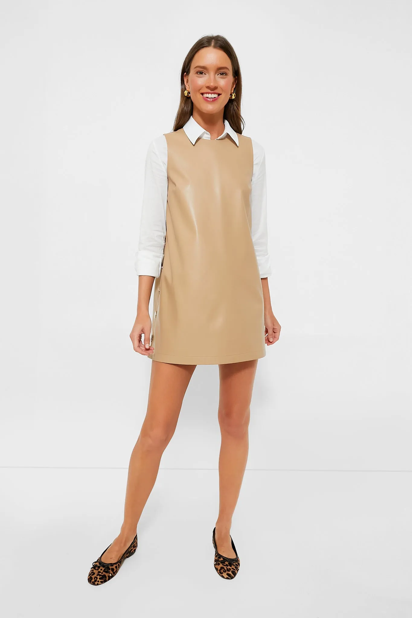 Butterscotch Bitsy Faux Leather Mini Swing Dress