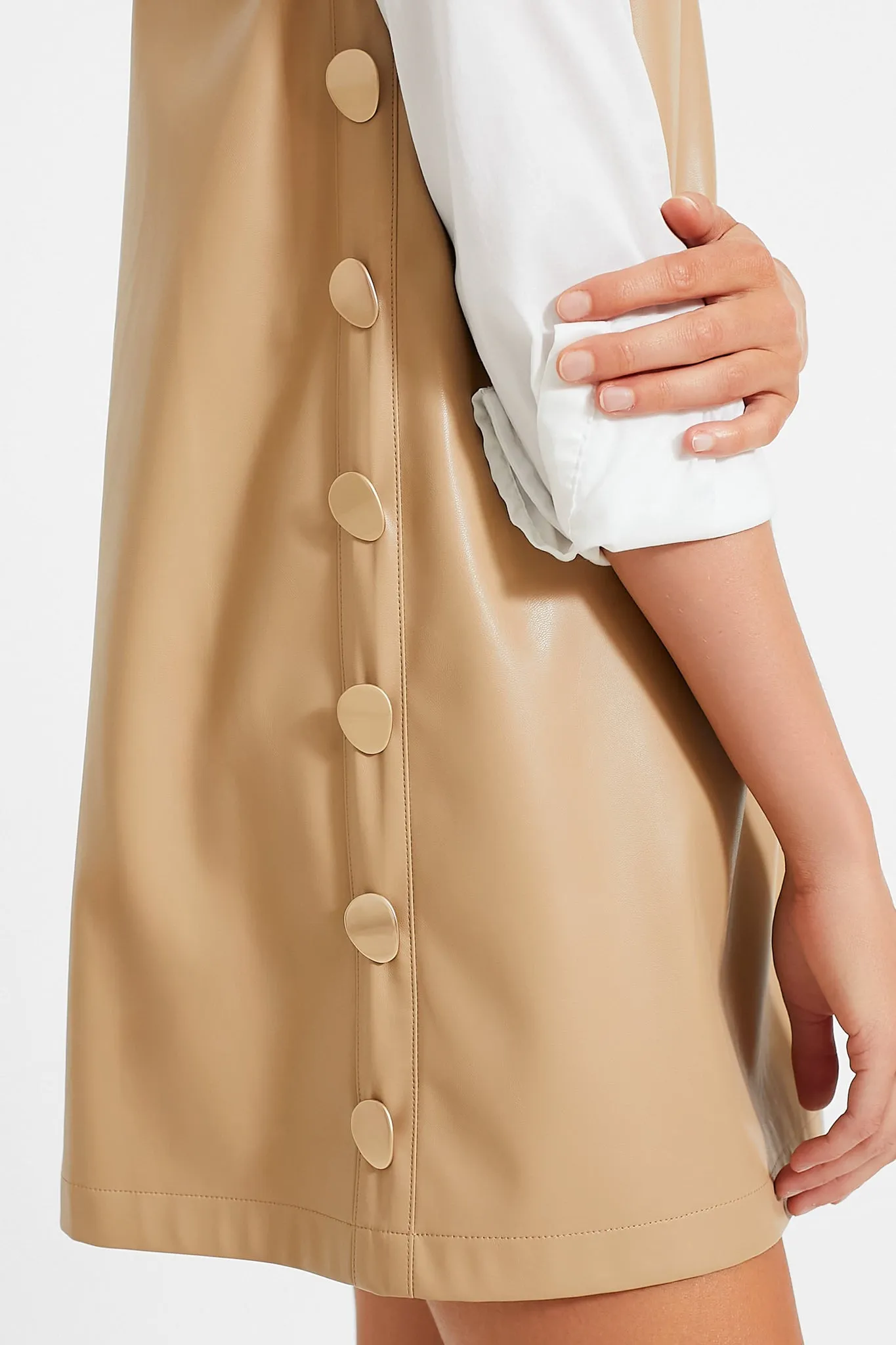 Butterscotch Bitsy Faux Leather Mini Swing Dress