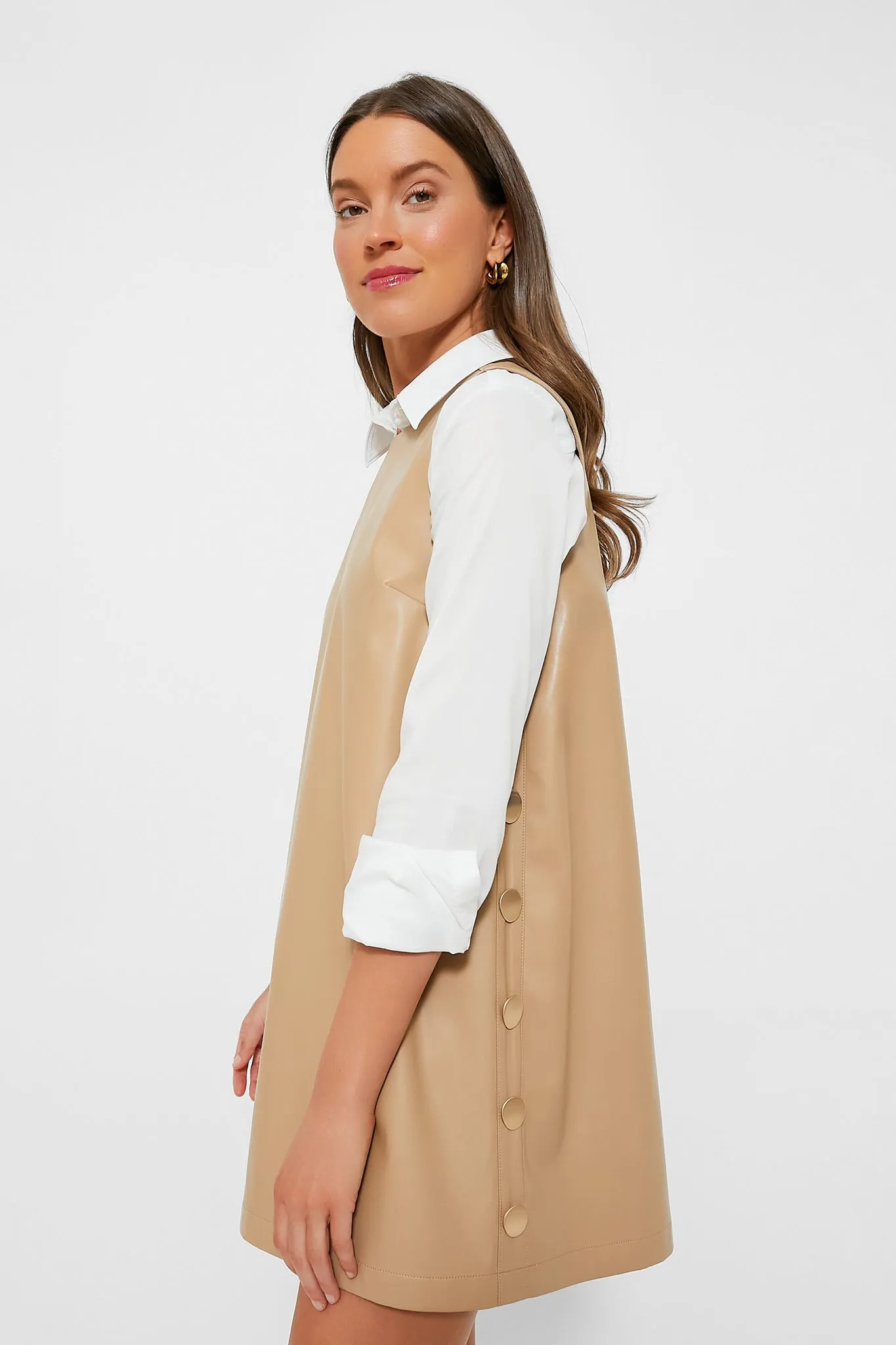 Butterscotch Bitsy Faux Leather Mini Swing Dress
