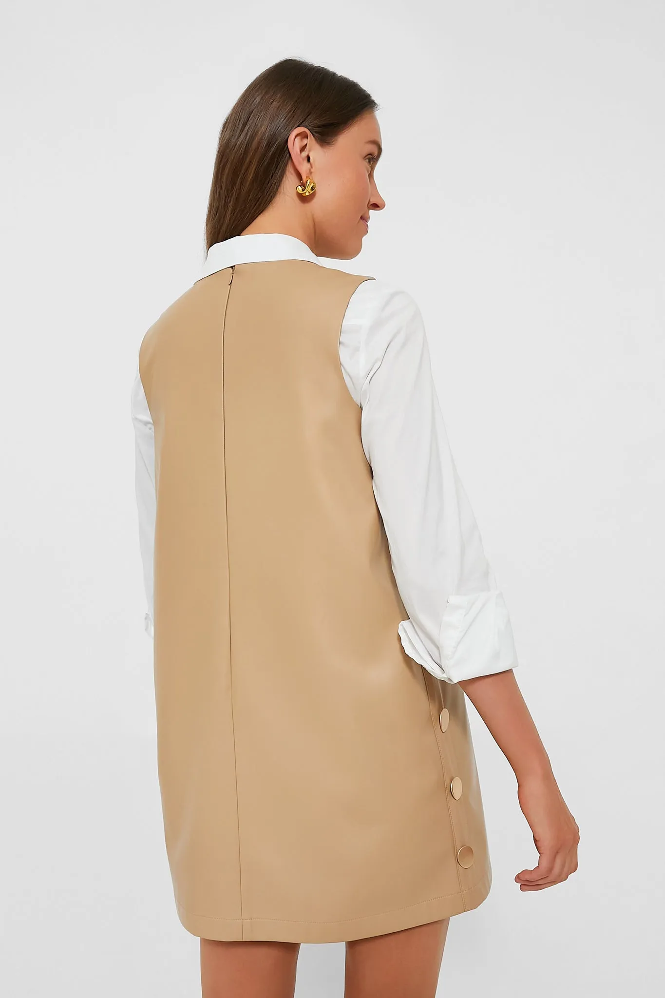 Butterscotch Bitsy Faux Leather Mini Swing Dress