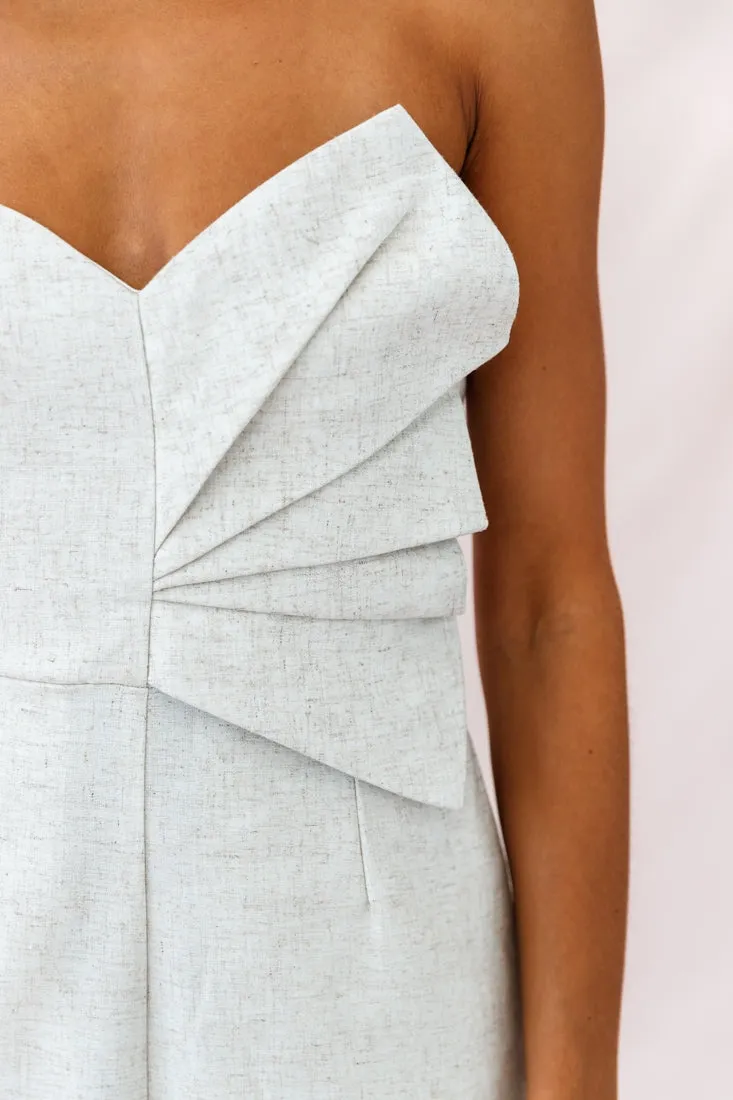 Call Me Wide-Leg Linen Bandeau Jumpsuit Beige